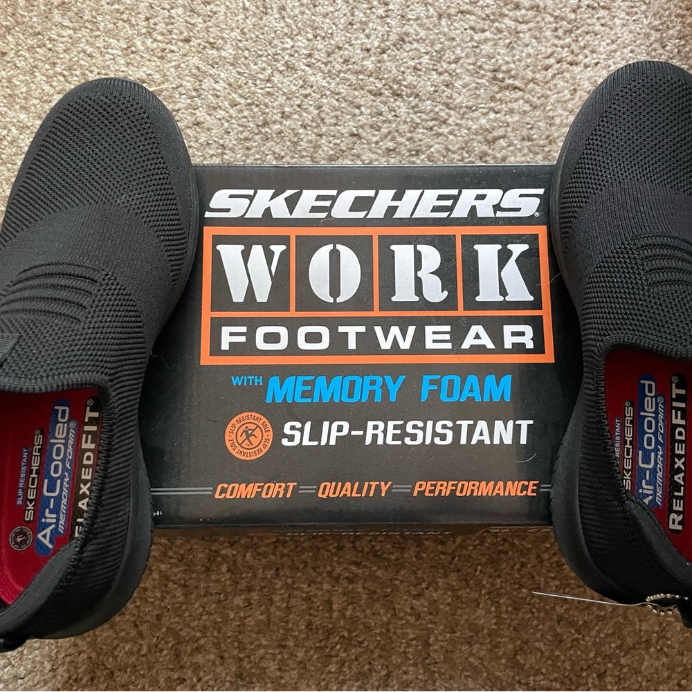 Skechers Black Slip-Resistant Work Shoes